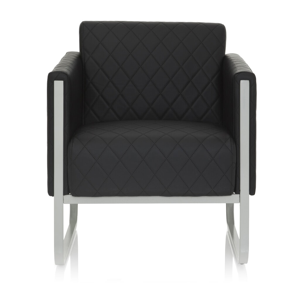 Illustration du produit: Fauteuil lounge hjh OFFICE ARUBA STEP piètement gris clair similicuir, 1 place, noir