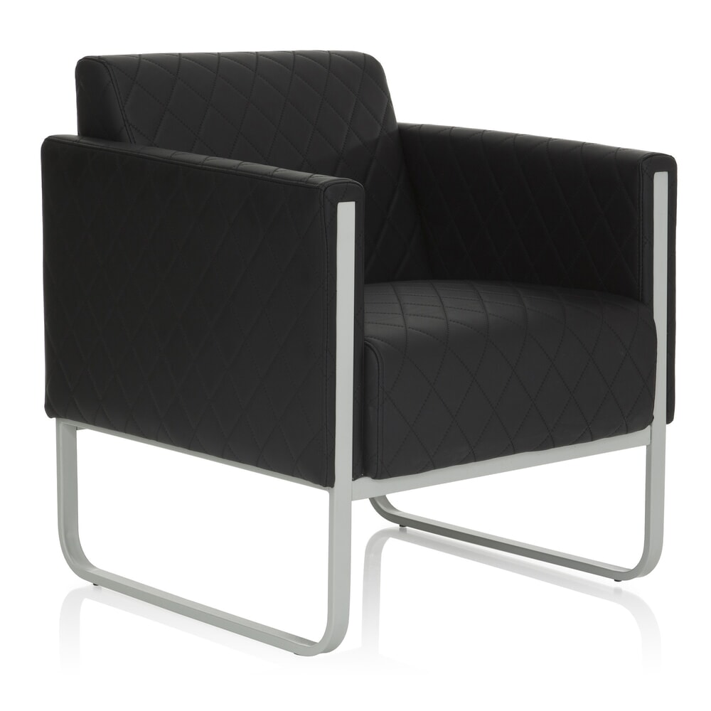 N° de l'image du produit 2 : Fauteuil lounge hjh OFFICE ARUBA STEP piètement gris clair similicuir, 1 place, noir