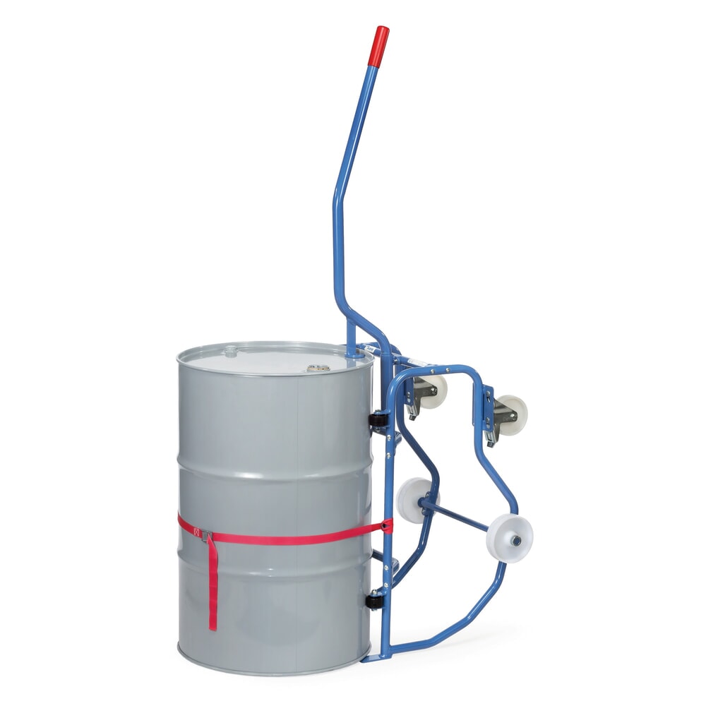 N° de l'image du produit 3 : fetra® Basculeur de fûts, capacité de charge 250 kg, avec barre de levier, mobile, roues en plastique pour faire tourner le fût