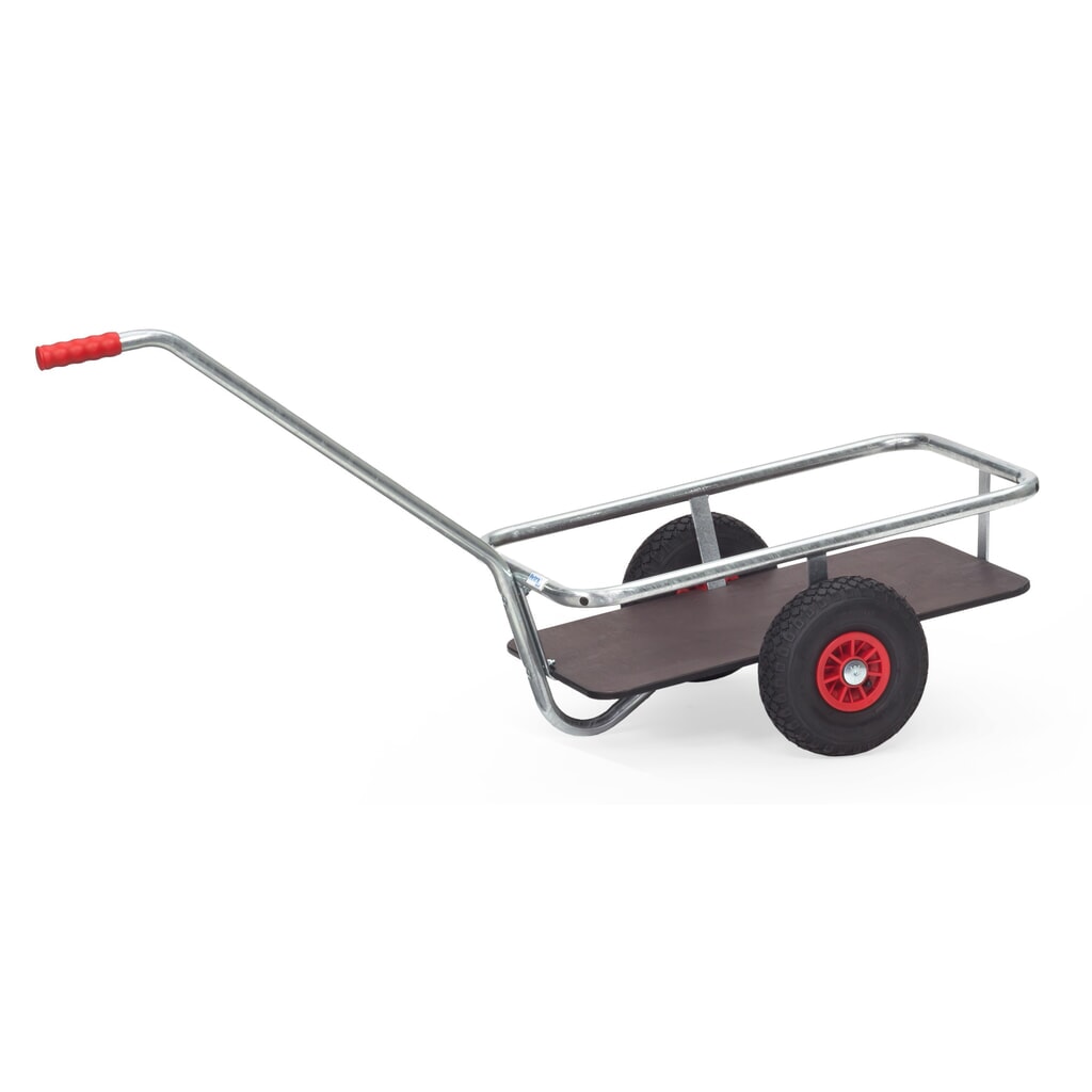 Chariot à bras léger fetra® avec pneumatiques gonflables, H x l x L 777 mm x 596 mm x 1 381 mm, capacité de charge 200 kg, galvanisé à chaud Illustration du produit: Chariot à bras léger fetra® avec pneumatiques gonflables, H x l x L 777 mm x 596 mm x 1 381 mm, capacité de charge 200 kg, galvanisé à chaud