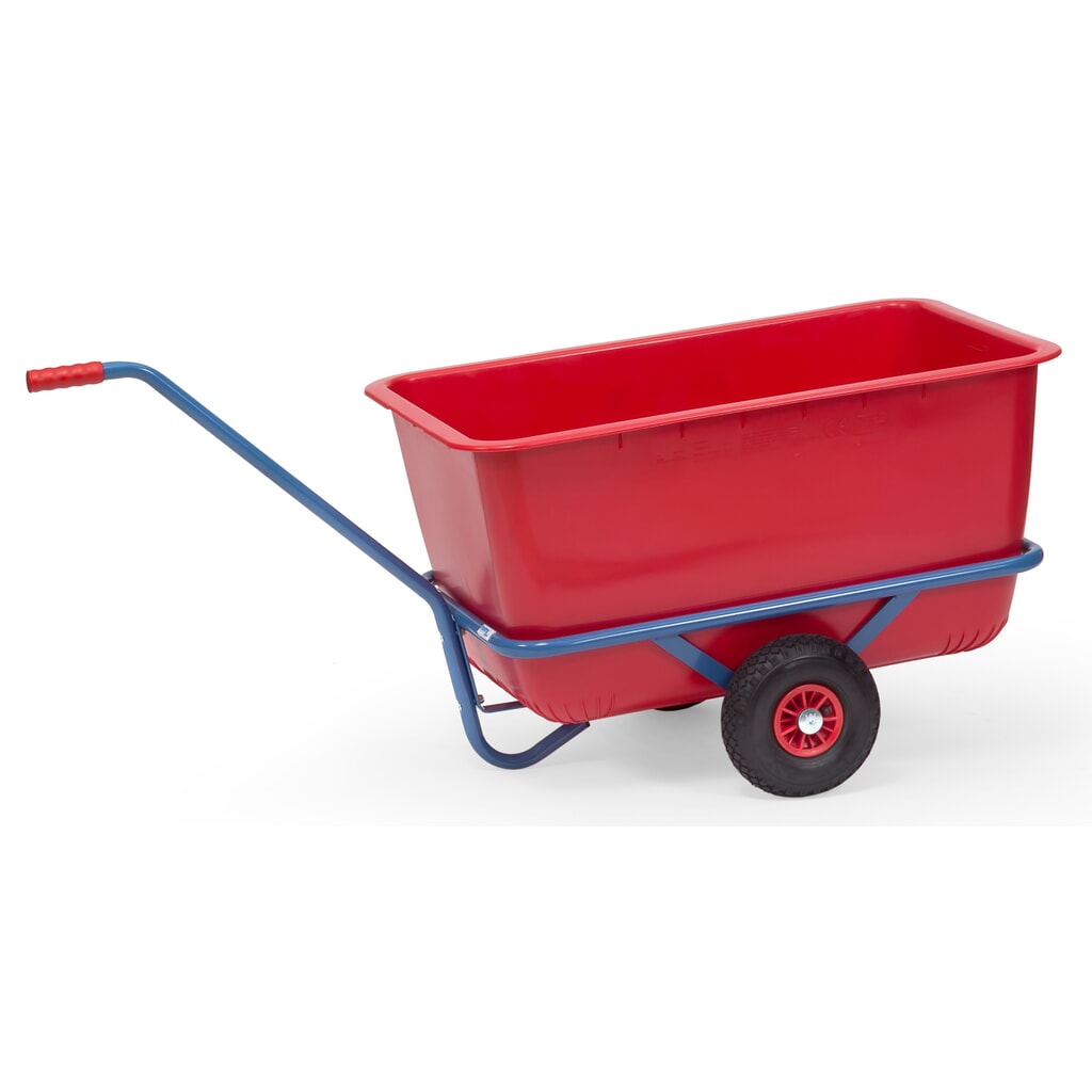 Chariot à bras léger fetra® avec bac en plastique, roues en caoutchouc plein, H x l x L 777 mm x 668 mm x 1 566 mm, capacité de charge 200 kg, peint en bleu Illustration du produit: Chariot à bras léger fetra® avec bac en plastique, roues en caoutchouc plein, H x l x L 777 mm x 668 mm x 1 566 mm, capacité de charge 200 kg, peint en bleu