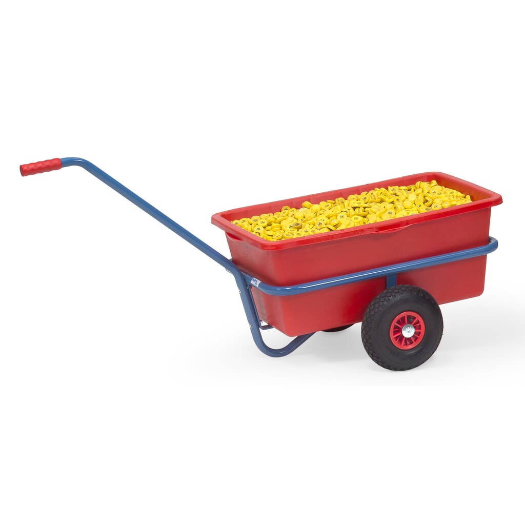 Chariot à bras léger fetra® avec bac en plastique, roues en caoutchouc plein, H x l x L 777 mm x 581 mm x 1 401 mm, capacité de charge 200 kg, peint en bleu N° de l'image du produit 2 : Chariot à bras léger fetra® avec bac en plastique, roues en caoutchouc plein, H x l x L 777 mm x 581 mm x 1 401 mm, capacité de charge 200 kg, peint en bleu