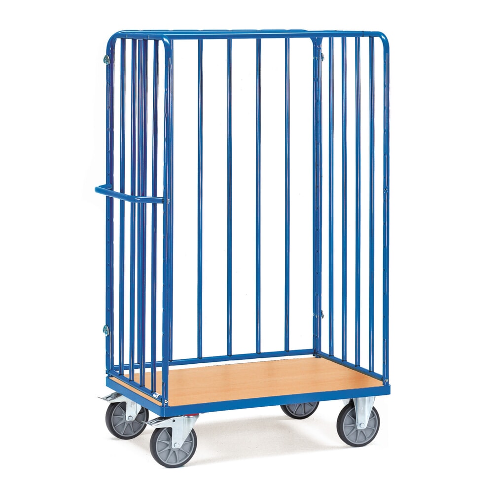 Illustration du produit: fetra® Chariot à colis, avec 3 ridelles à montants, surface de chargement lxP 1 200 x 700 mm, hauteur 1 800 mm