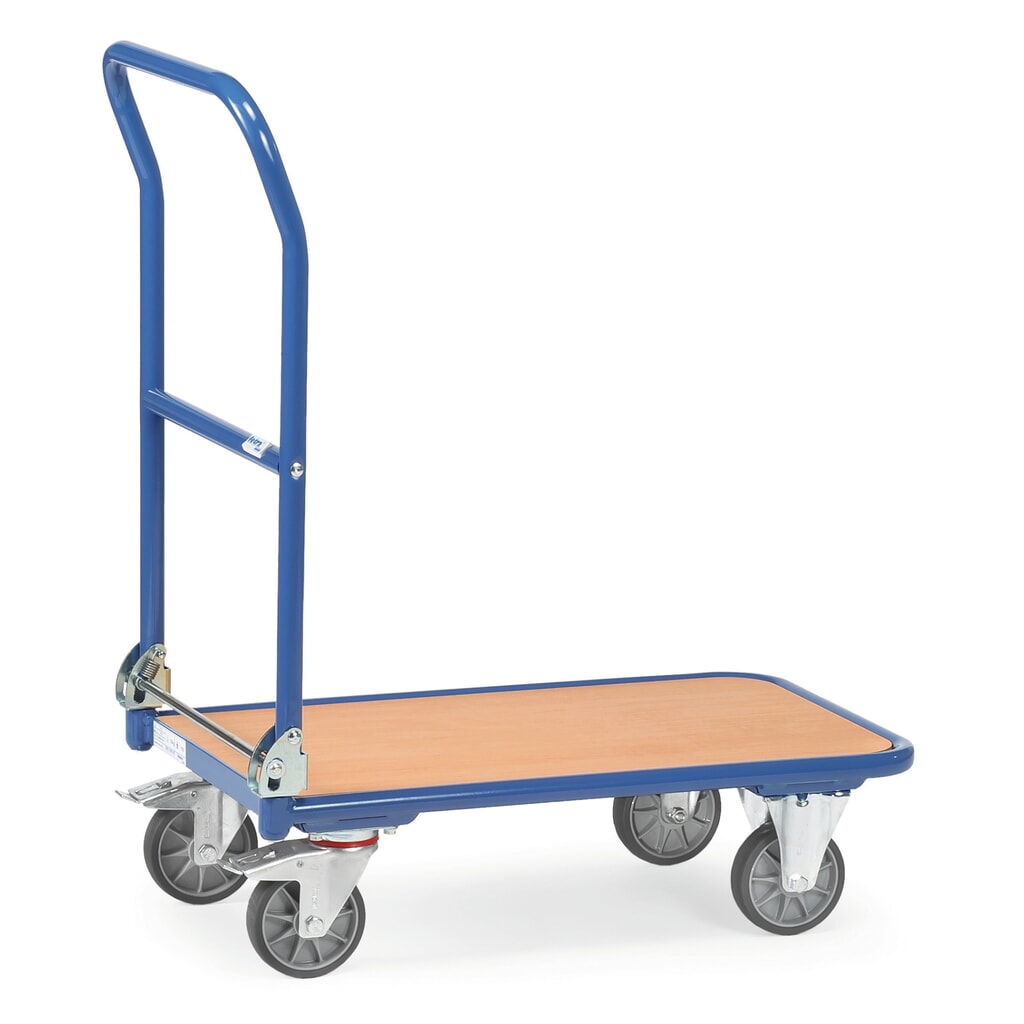 fetra® Chariot à plate-forme avec surface de chargement en bois, arceau rabattable, lxP 450 x 720 mm, capacité de charge 250 kg N° de l'image du produit 5 : fetra® Chariot à plate-forme avec surface de chargement en bois, arceau rabattable, lxP 450 x 720 mm, capacité de charge 250 kg