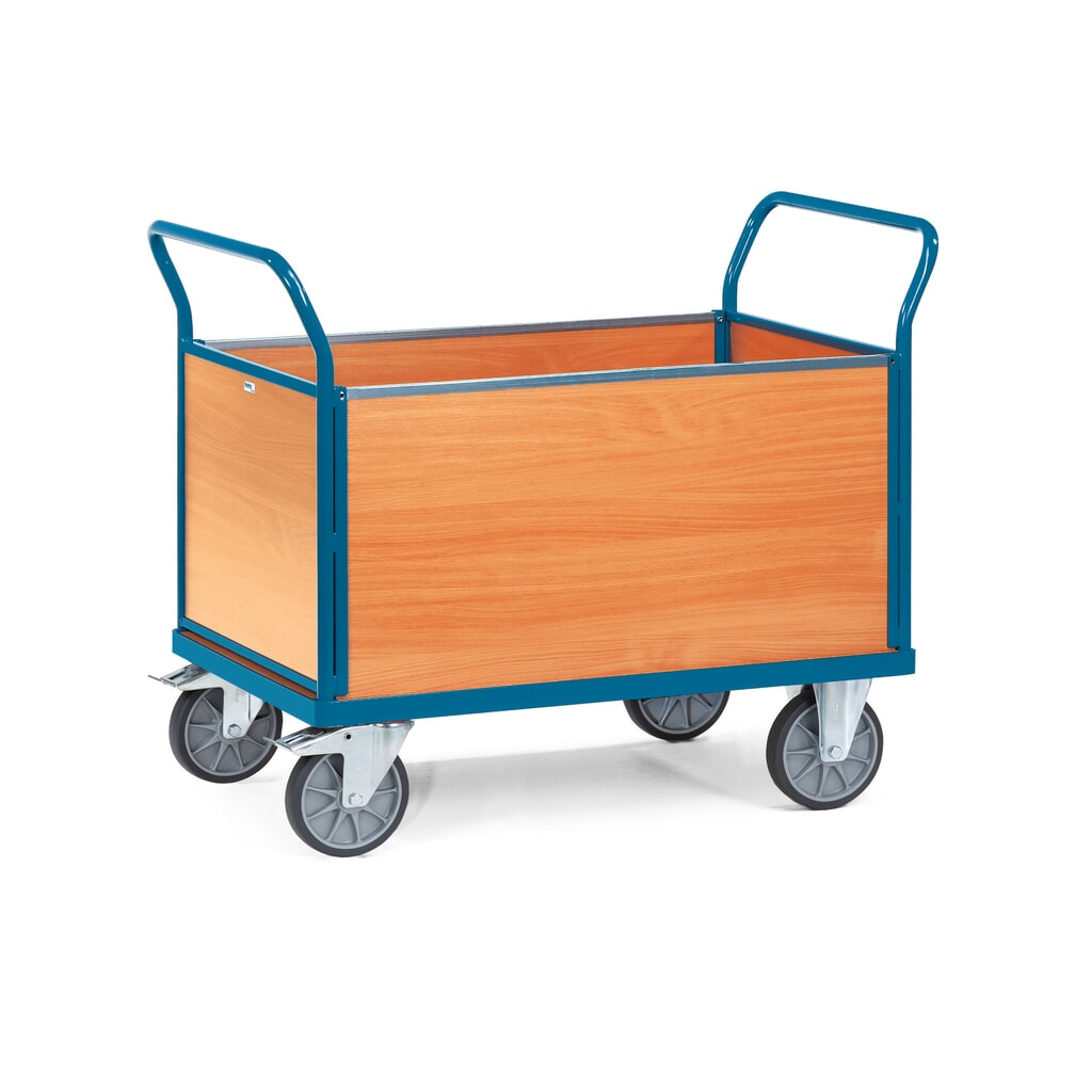 fetra® Chariot à plate-forme, à 4 côtés avec ridelles en bois, surface de chargement lxP 600 x 1 000 mm Illustration du produit: fetra® Chariot à plate-forme, à 4 côtés avec ridelles en bois, surface de chargement lxP 600 x 1 000 mm