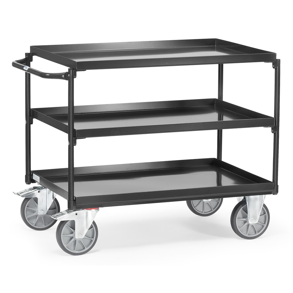 Illustration du produit: fetra® Servante avec bacs étanches à l’huile, 3 bacs de 850 x 500 mm, arceau horizontal, gris anthracite