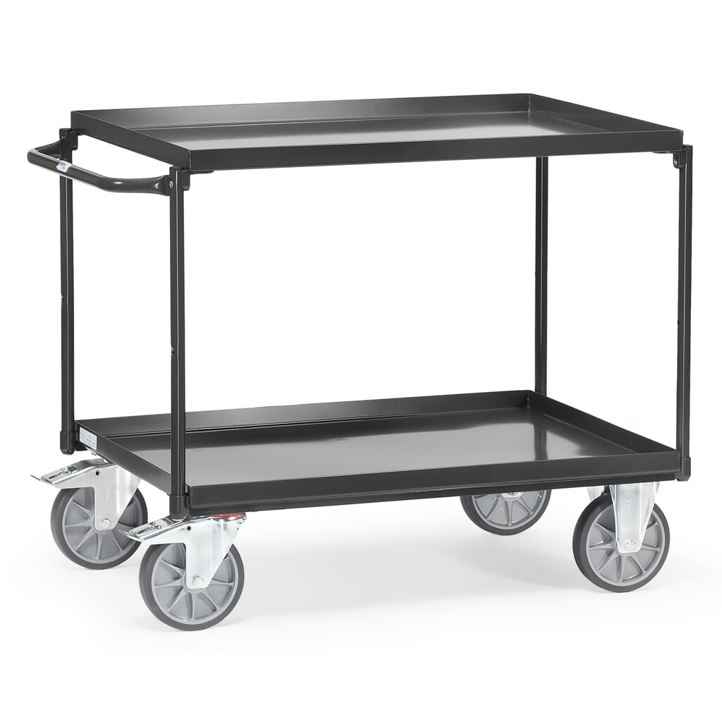 Illustration du produit: fetra® Servante avec bacs étanches à l’huile, 2 bacs de 850 x 500 mm, arceau horizontal, gris anthracite