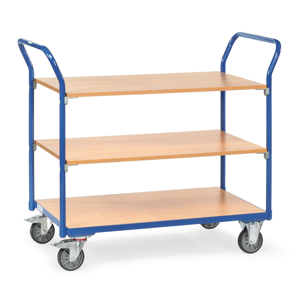 fetra® Servante, capacité de charge 200 kg, 3 plateaux de 850 x 500 mm Illustration du produit: fetra® Servante, capacité de charge 200 kg, 3 plateaux de 850 x 500 mm