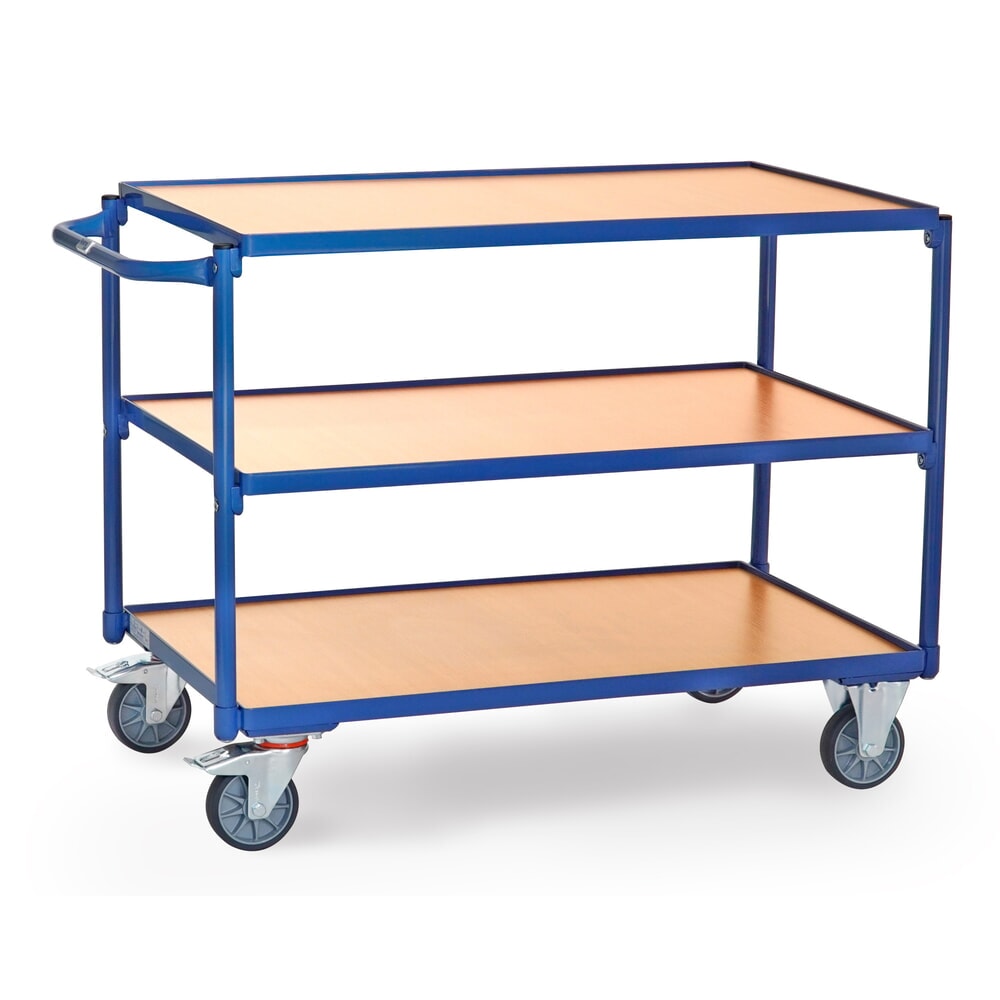 Illustration du produit: fetra® Servante, capacité de charge 300 kg, 3 niveaux de 1 000 x 600 m, dossier de poussée horizontal