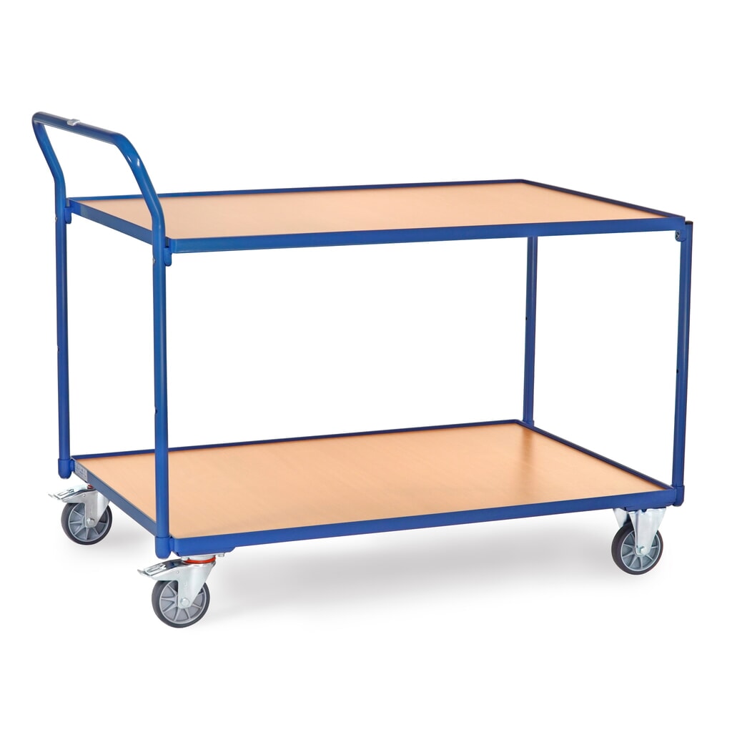 Illustration du produit: Servante fetra®, capacité de charge 300 kg, 2 étages de 1 200 x 800 mm, arceau de poussée haut