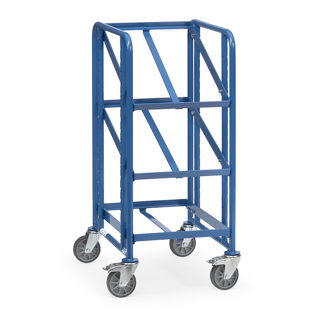Illustration du produit: fetra® Chariot à plateaux pour bacs Euro, cadre ouvert, capacité de charge 250 kg, 3 plateaux de 410 x 610 mm