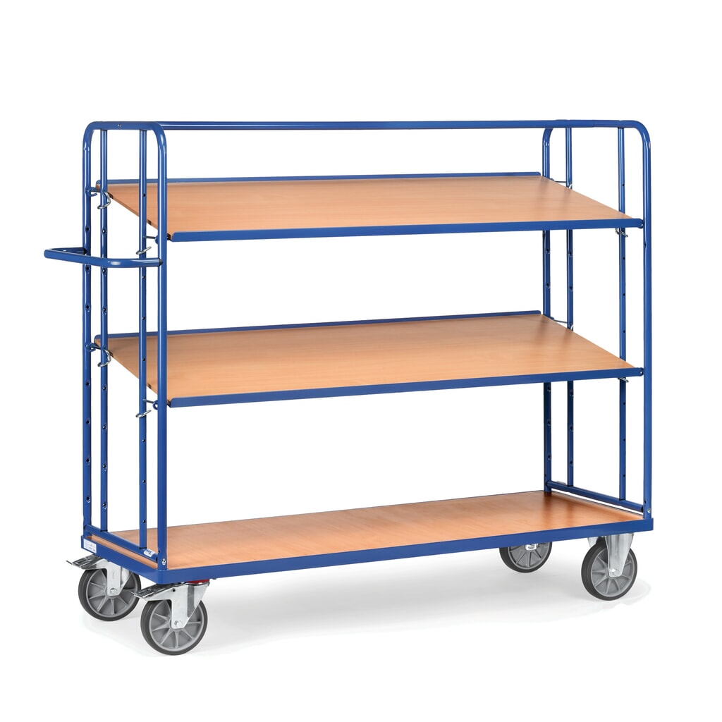 N° de l'image du produit 4 : fetra® Chariot à plateaux pour bacs Euro, capacité de charge 500 kg, 3 plateaux de 1 250 x 610 mm