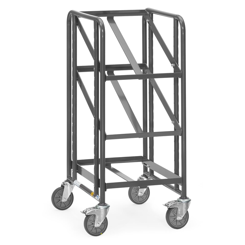 N° de l'image du produit 1 : Chariot à plateaux pour bacs Euro ESD fetra®, capacité de charge 250 kg, 3 surfaces de chargement à 410 x 610 mm, sans tablette