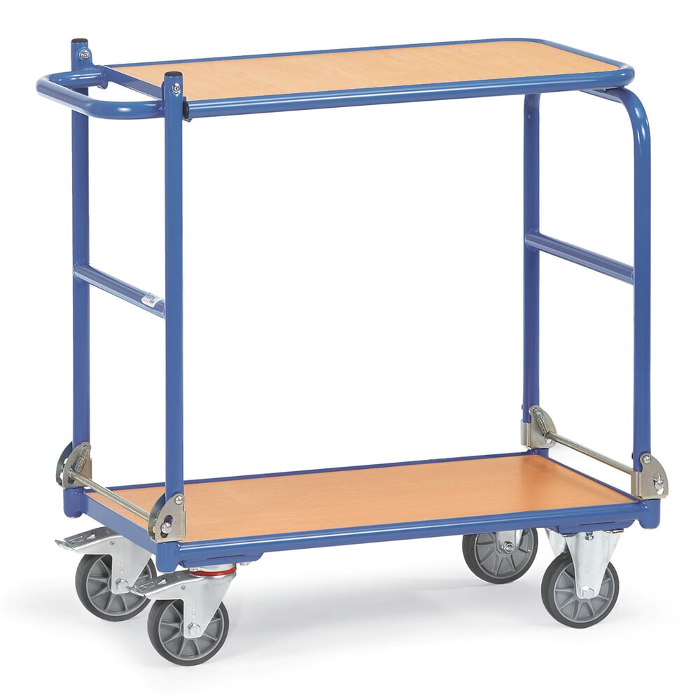 N° de l'image du produit 4 : fetra® Servante pliable avec cadre en acier, 2 plateaux de 720 x 450 mm