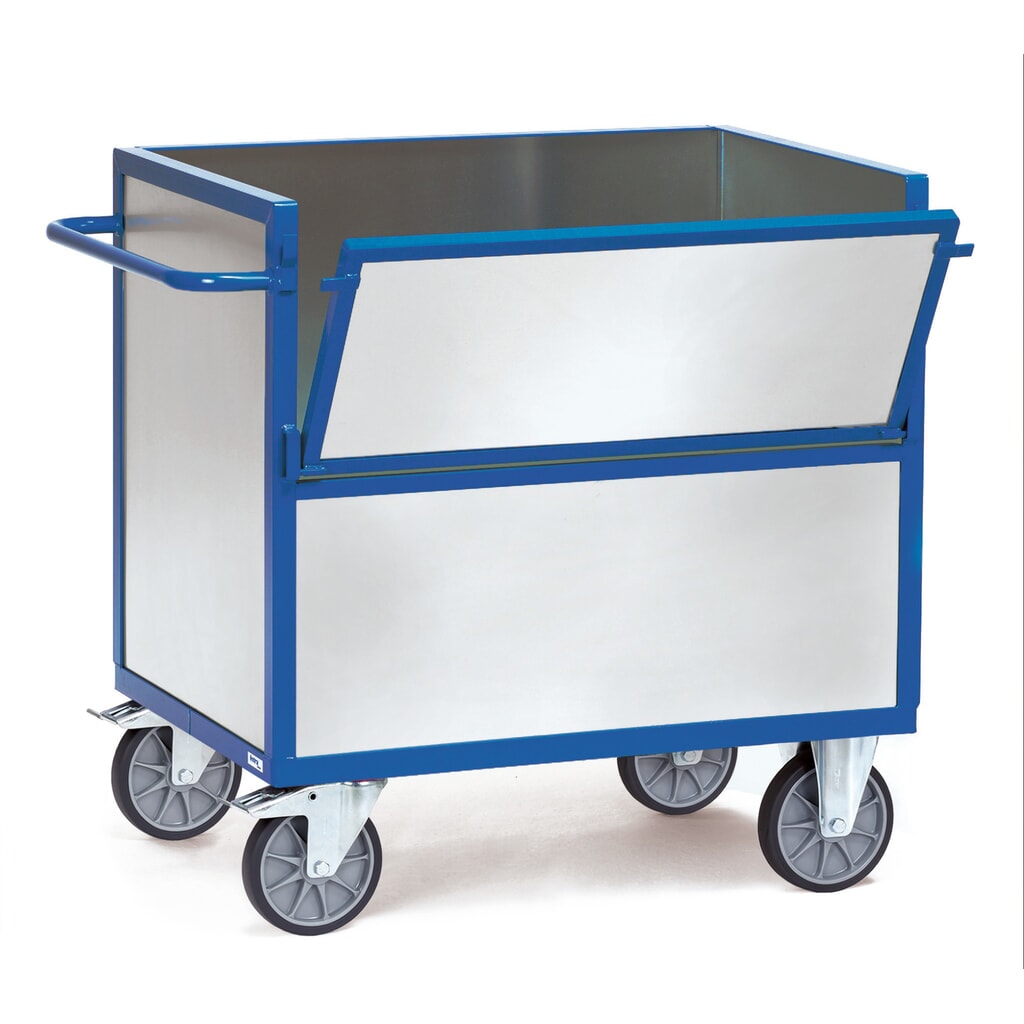 fetra® Chariot-caisse avec parois en tôle d'acier