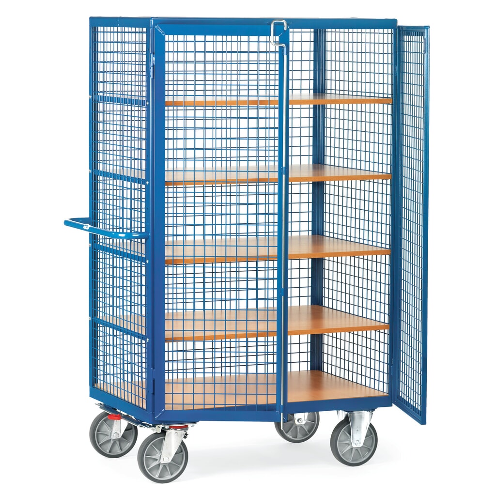 Chariot-caisse fetra® avec parois grillagées, 4 plateaux intermédiaires, HxLxP 1 792 x 740 x 1.170 mm Illustration du produit: Chariot-caisse fetra® avec parois grillagées, 4 plateaux intermédiaires, HxLxP 1 792 x 740 x 1.170 mm