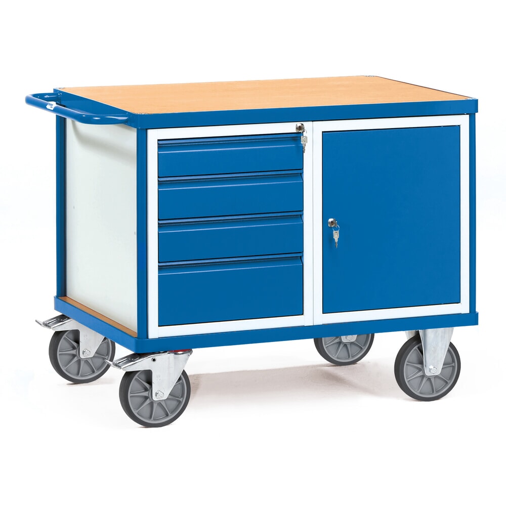 Illustration du produit: Chariot d’atelier fetra®, 1 armoire, 4 tiroirs, haut. x larg. x prof. 900 x 709 x 1.200 mm
