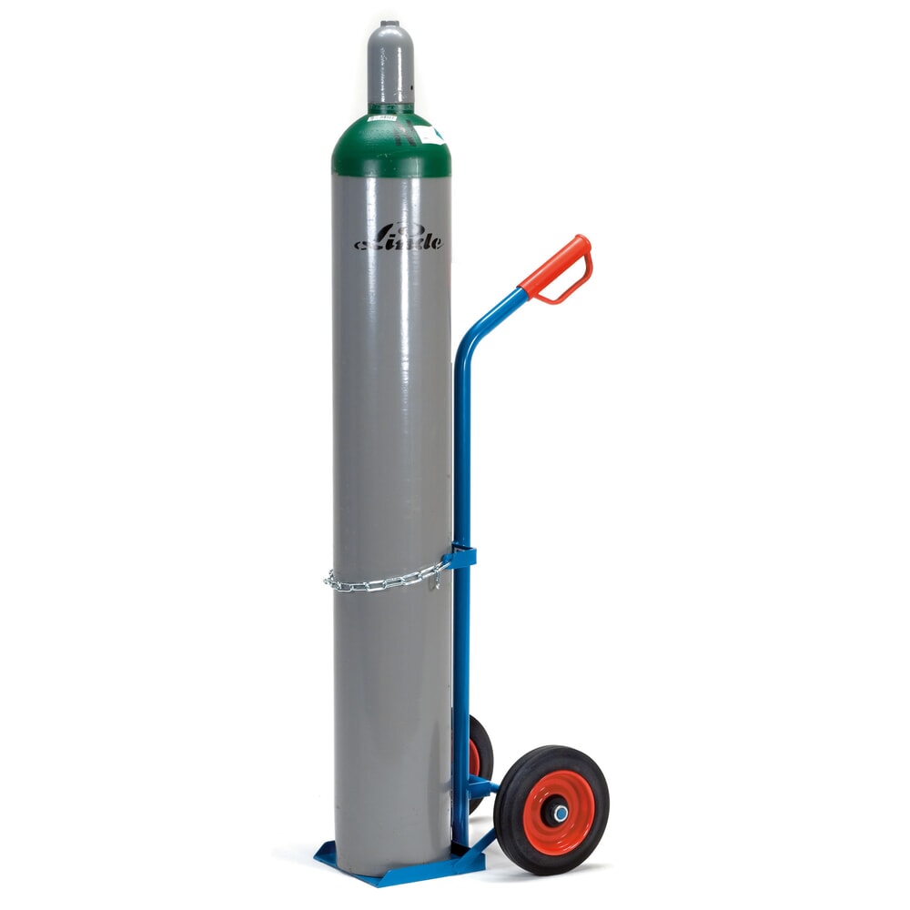 N° de l'image du produit 2 : Diable porte-bouteilles en acier pour 1 bouteille en acier fetra® de 20 à 50 litres, pneumatiques à bandage plein