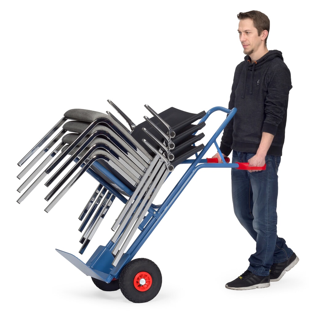N° de l'image du produit 2 : Diable pour chaises empilables fetra® en acier, cadre de support vissable, pelle LxP 320 x 250 mm, bandage plein