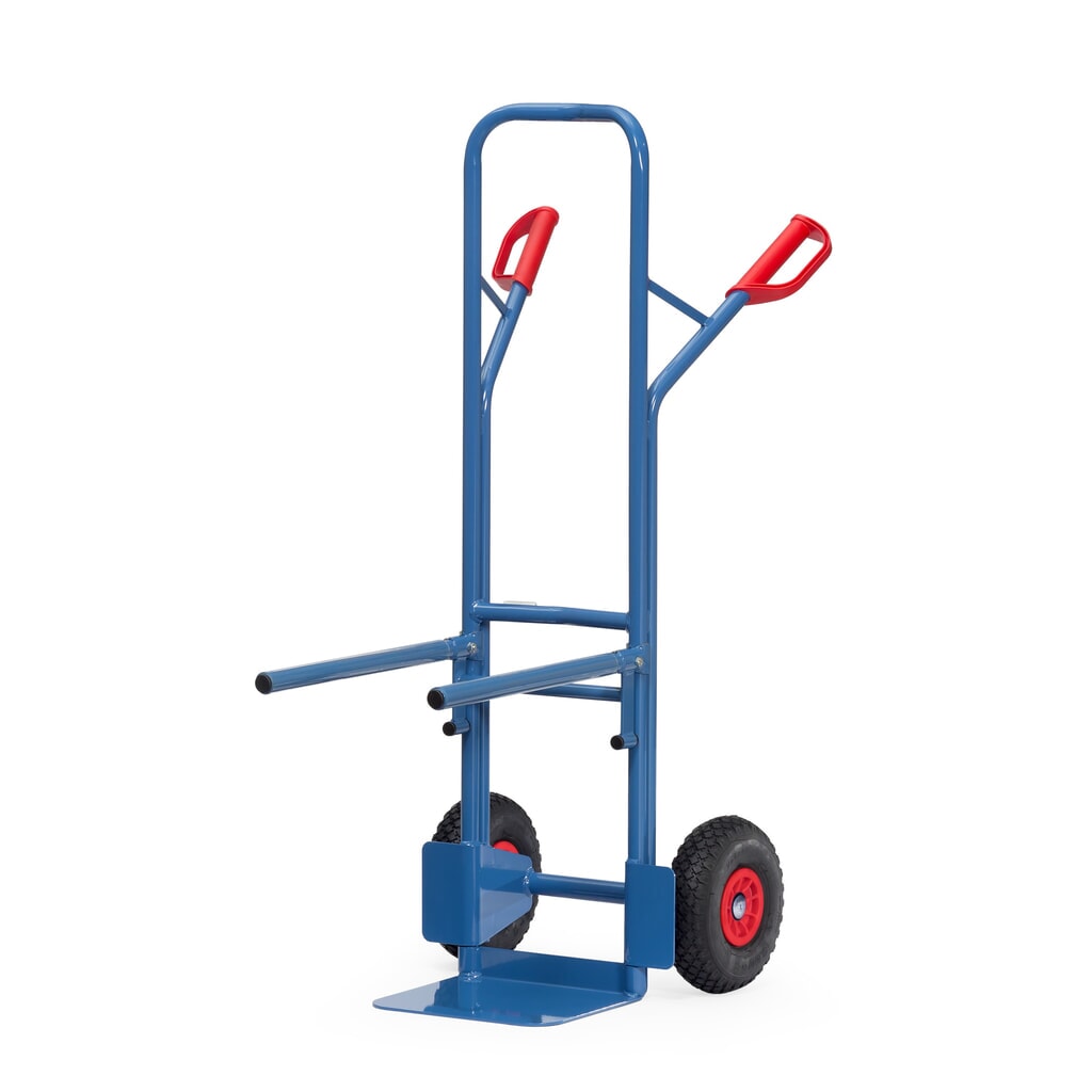 Illustration du produit: Diable pour chaises empilables fetra® en acier, cadre de support vissable, pelle LxP 320 x 250 mm, pneumatique en polyuréthane