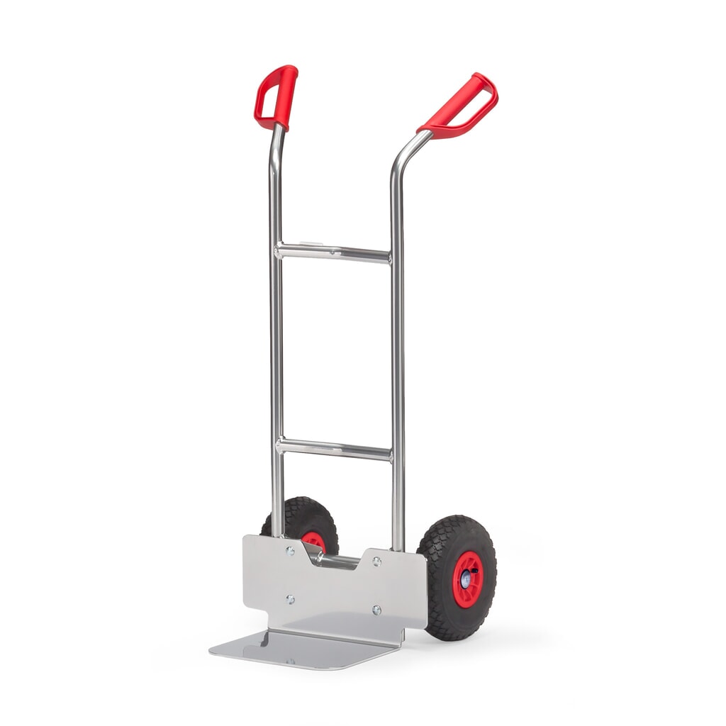 fetra® Diable empilable en aluminium, capacité de charge 150 kg, bavette lxP 320 x 250 mm, pneumatiques gonflables Illustration du produit: fetra® Diable empilable en aluminium, capacité de charge 150 kg, bavette lxP 320 x 250 mm, pneumatiques gonflables