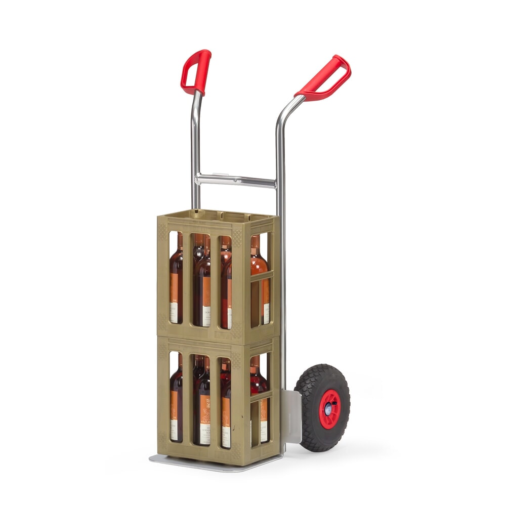 N° de l'image du produit 2 : fetra® Diable empilable en aluminium, capacité de charge 150 kg, bavette lxP 320 x 250 mm, pneumatiques gonflables