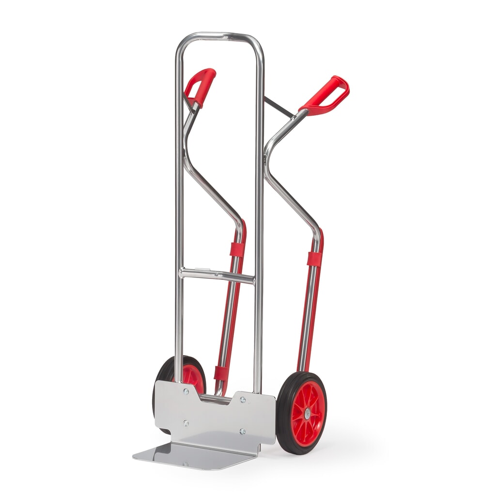 Illustration du produit: fetra® Diable empilable en aluminium, capacité de charge 200 kg, bavette lxP 320 x 250 mm, avec patins, pneumatiques à bandage plein