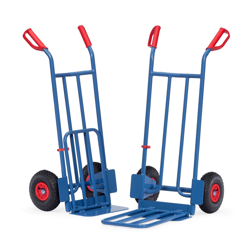 N° de l'image du produit 2 : fetra® Diable à colis, avec bavette rabattable, capacité de charge 250 kg, bavette lxP 400 x 150 mm, pneumatiques gonflables