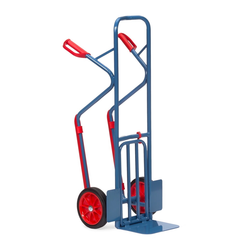 N° de l'image du produit 4 : fetra® Diable à colis, avec bavette rabattable + patins, capacité de charge 300 kg, bavette lxP 320 x 250 mm, pneumatiques à bandage plein