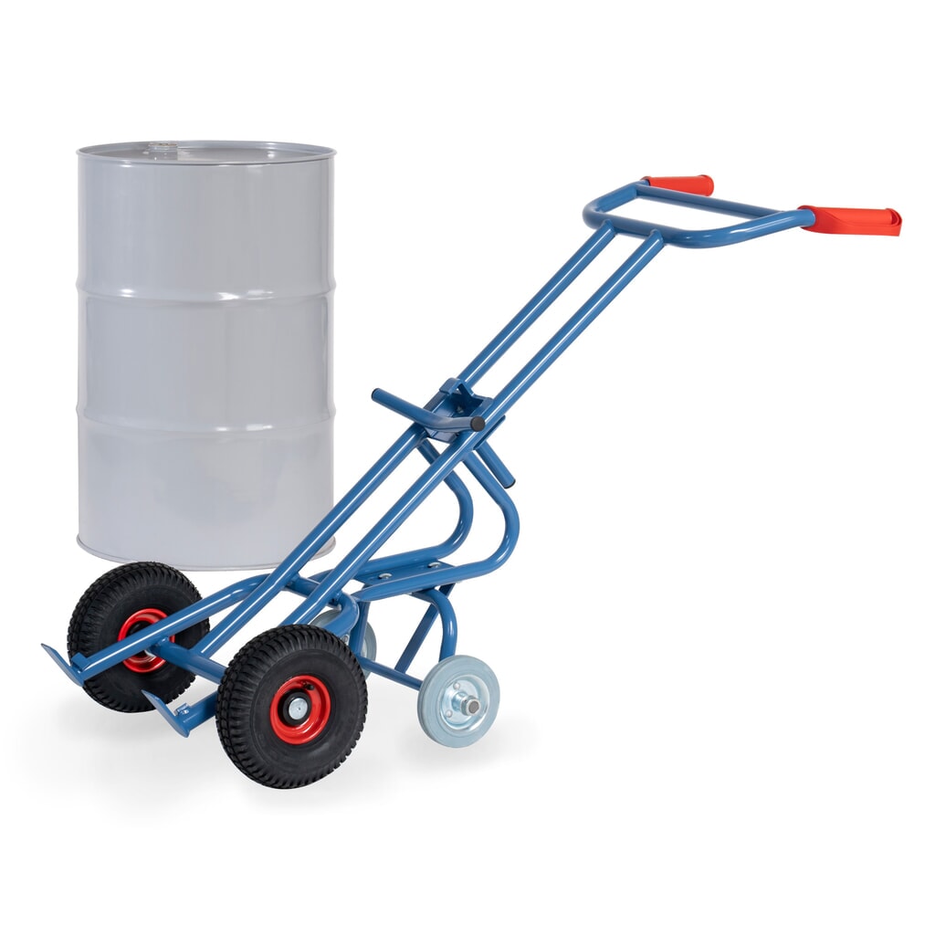 N° de l'image du produit 3 : fetra® Diable porte-fûts, capacité de charge 300 kg, avec 2 galets d’appui, pneumatiques gonflables