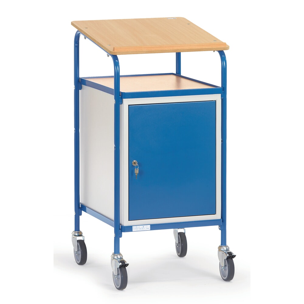 Illustration du produit: fetra® pupitre mobile premium avec armoire, 1 tablette fixe + 2 tablettes réglables