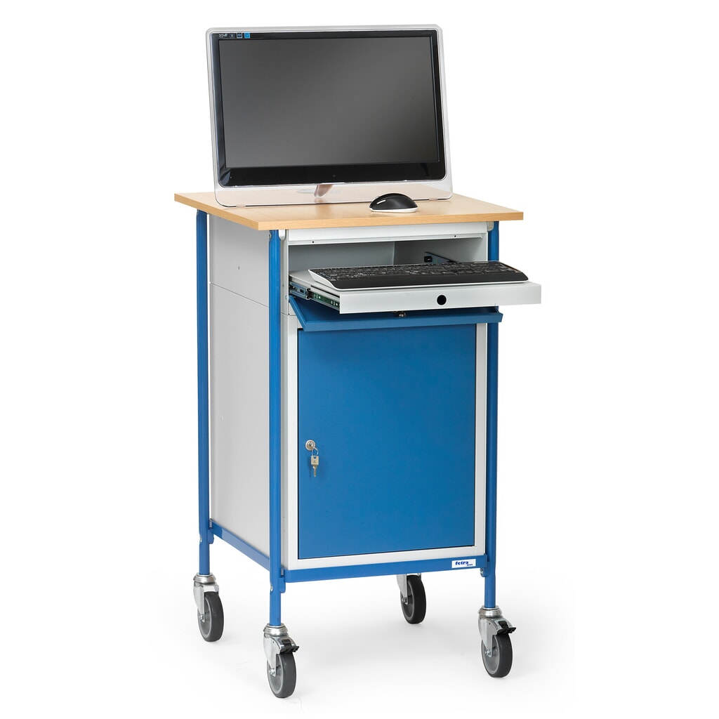 N° de l'image du produit 3 : fetra® pupitre mobile premium avec armoire + tiroir pour clavier, 1 tablette fixe + 2 tablettes réglables
