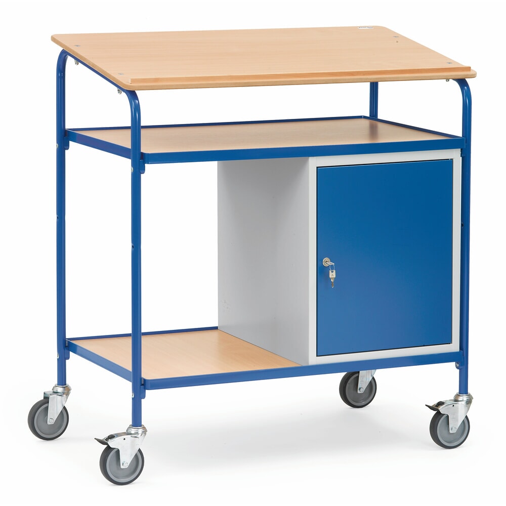 Illustration du produit: fetra® pupitre mobile, capacité de charge 100 kg, 2 tablettes, 1 armoire en acier