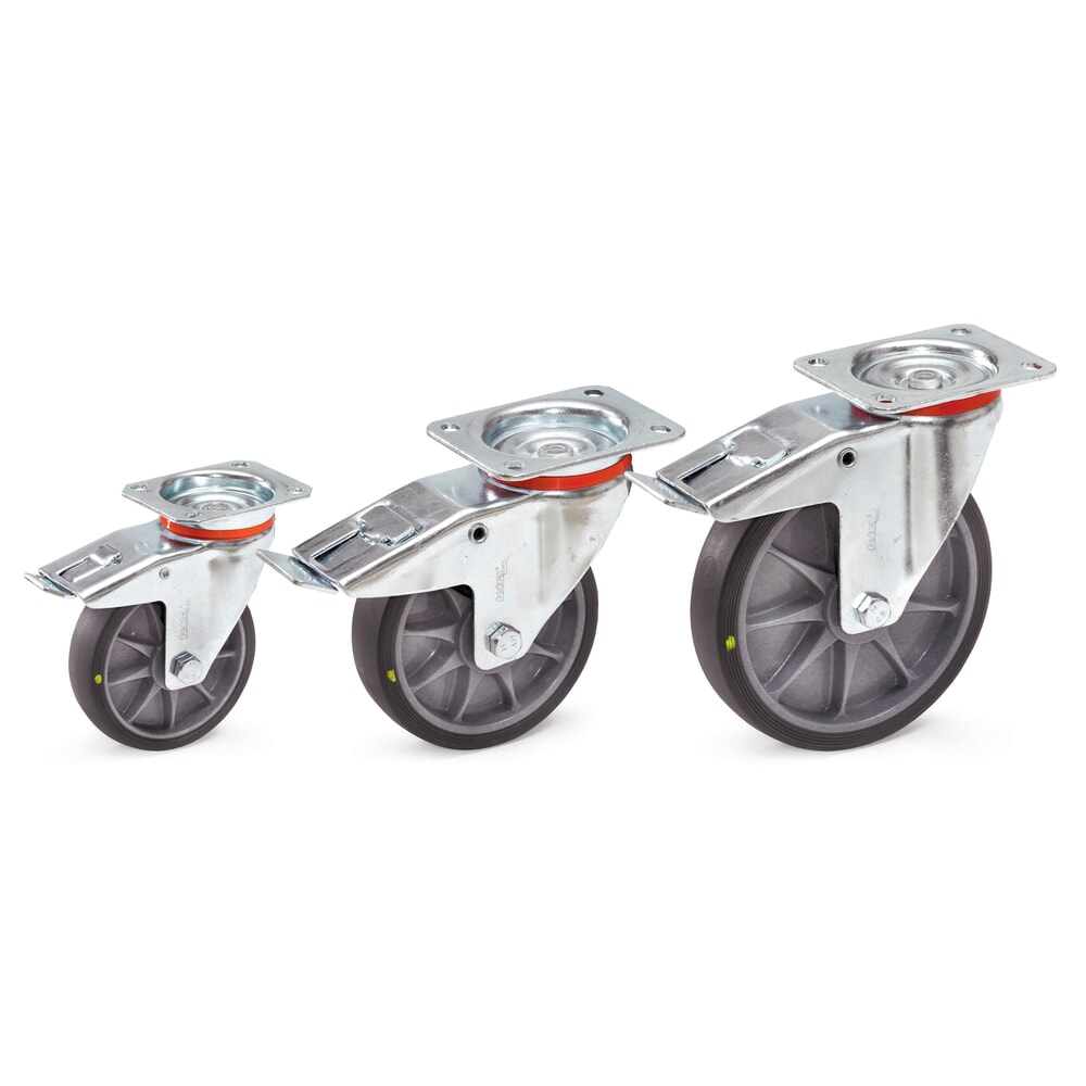 Illustration du produit: Roue directrice fetra® ESD avec dispositif de blocage, TPE, Ø x L 125 x 32 mm, capacité de charge 135 kg