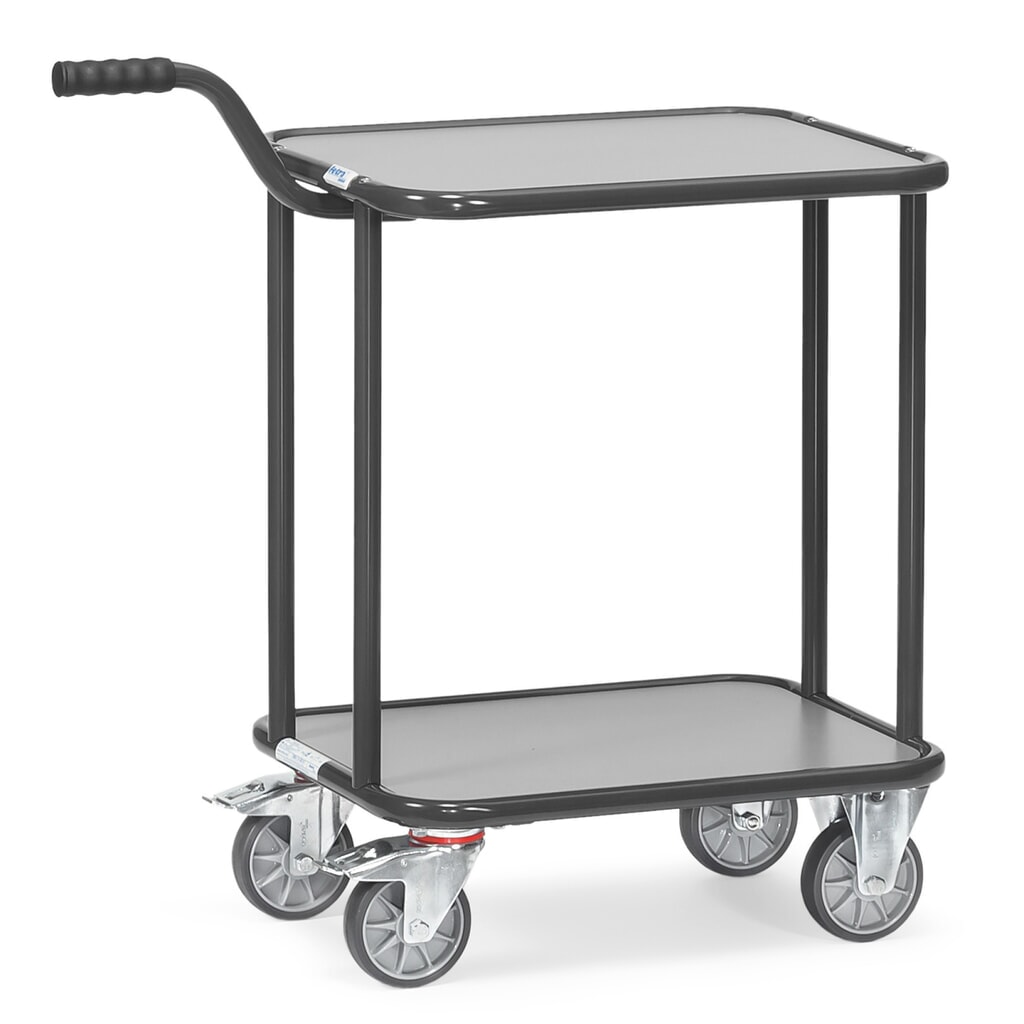 Illustration du produit: fetra® Chariot à plateaux, avec plateaux en bois, 2 plateaux à 600 x 450 mm, gris anthracite