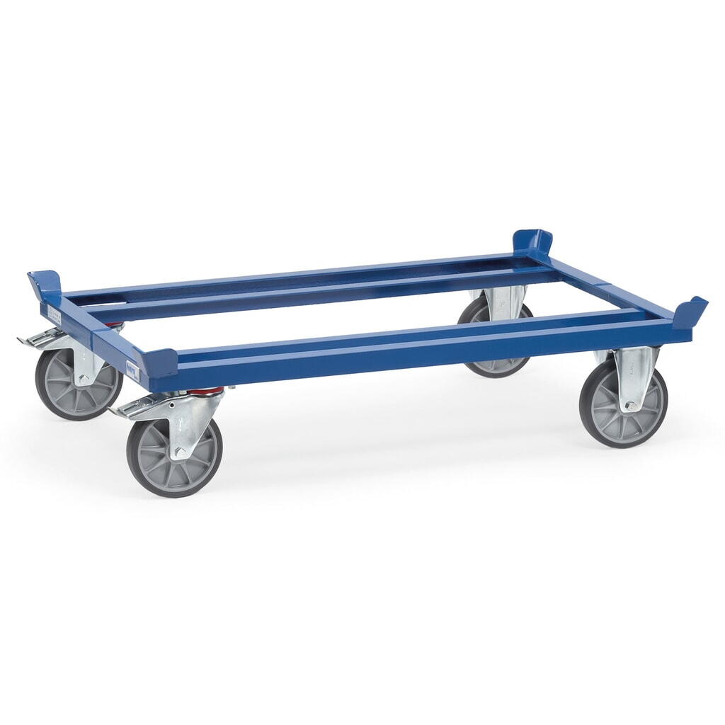 Illustration du produit: fetra® Rouleur avec butées d’angle, capacité de charge 750 kg, pour palettes 800 x 600 mm, pneumatiques en TPE