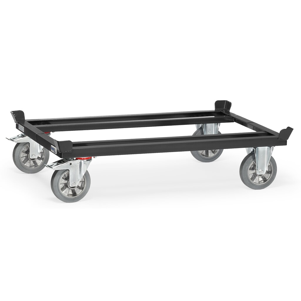 fetra® Rouleur avec butées d’angle, capacité de charge 1 200 kg, pour palettes 1 200 x 800 mm, pneumatiques à bandage plein élastique, gris anthracite Illustration du produit: fetra® Rouleur avec butées d’angle, capacité de charge 1 200 kg, pour palettes 1 200 x 800 mm, pneumatiques à bandage plein élastique, gris anthracite