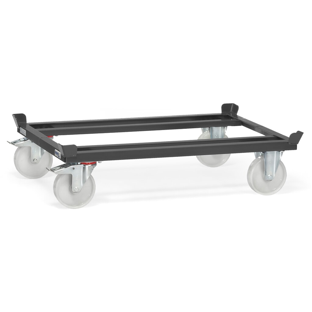 fetra® Rouleur avec butées d’angle, capacité de charge 1 000 kg, pour palettes 1 200 x 800 mm, pneumatiques en polyamide, gris anthracite Illustration du produit: fetra® Rouleur avec butées d’angle, capacité de charge 1 000 kg, pour palettes 1 200 x 800 mm, pneumatiques en polyamide, gris anthracite