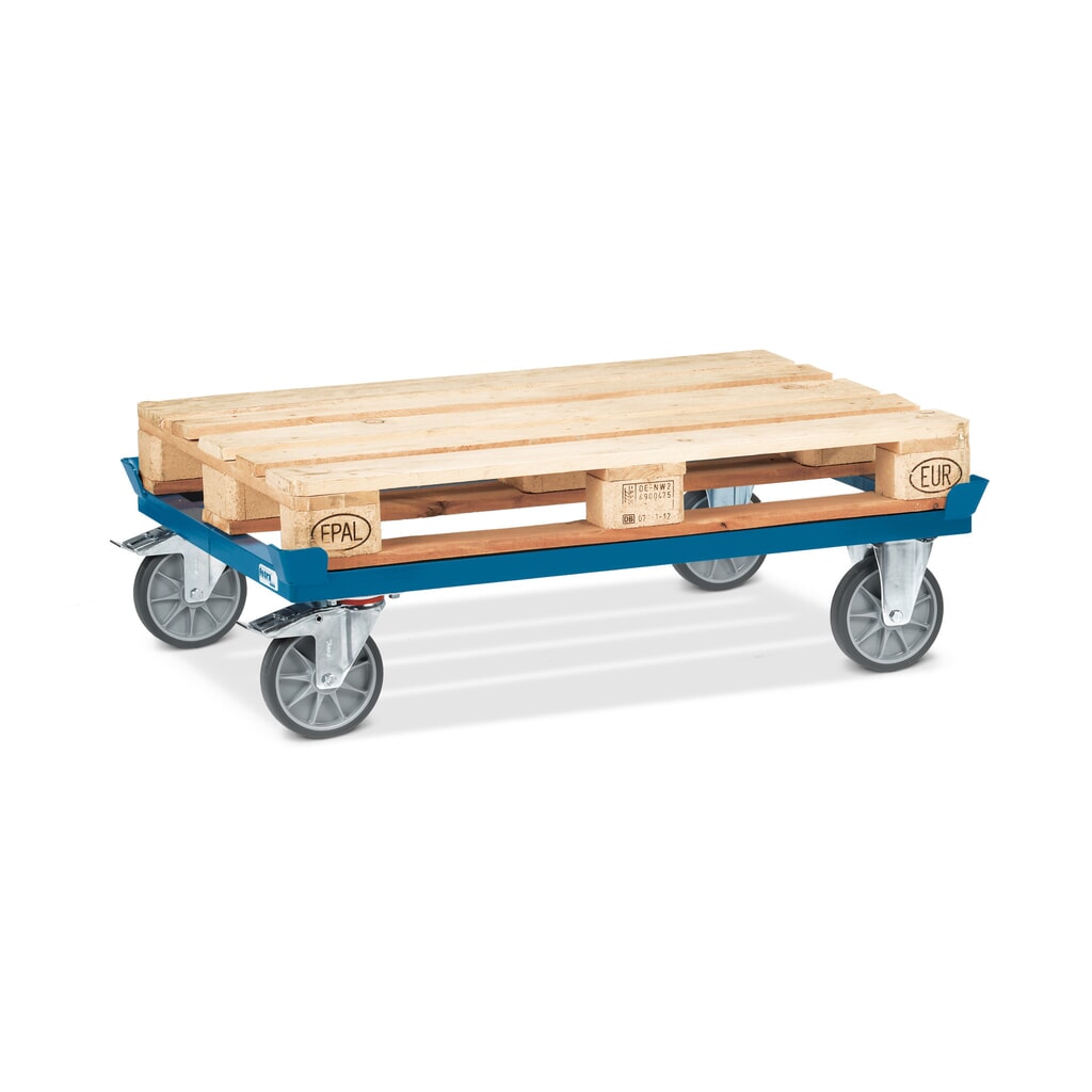 N° de l'image du produit 5 : fetra® Rouleur avec butées d’angle, capacité de charge 750 kg, pour palettes 1 200 x 1 000 mm, pneumatiques en TPE