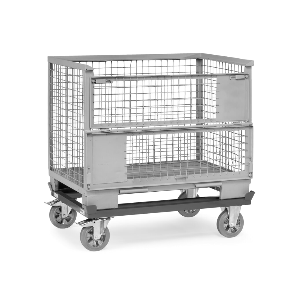 fetra® Rouleur avec butées d’angle, capacité de charge 1 200 kg, pour palettes 1 200 x 800 mm, pneumatiques à bandage plein élastiques N° de l'image du produit 3 : fetra® Rouleur avec butées d’angle, capacité de charge 1 200 kg, pour palettes 1 200 x 800 mm, pneumatiques à bandage plein élastiques