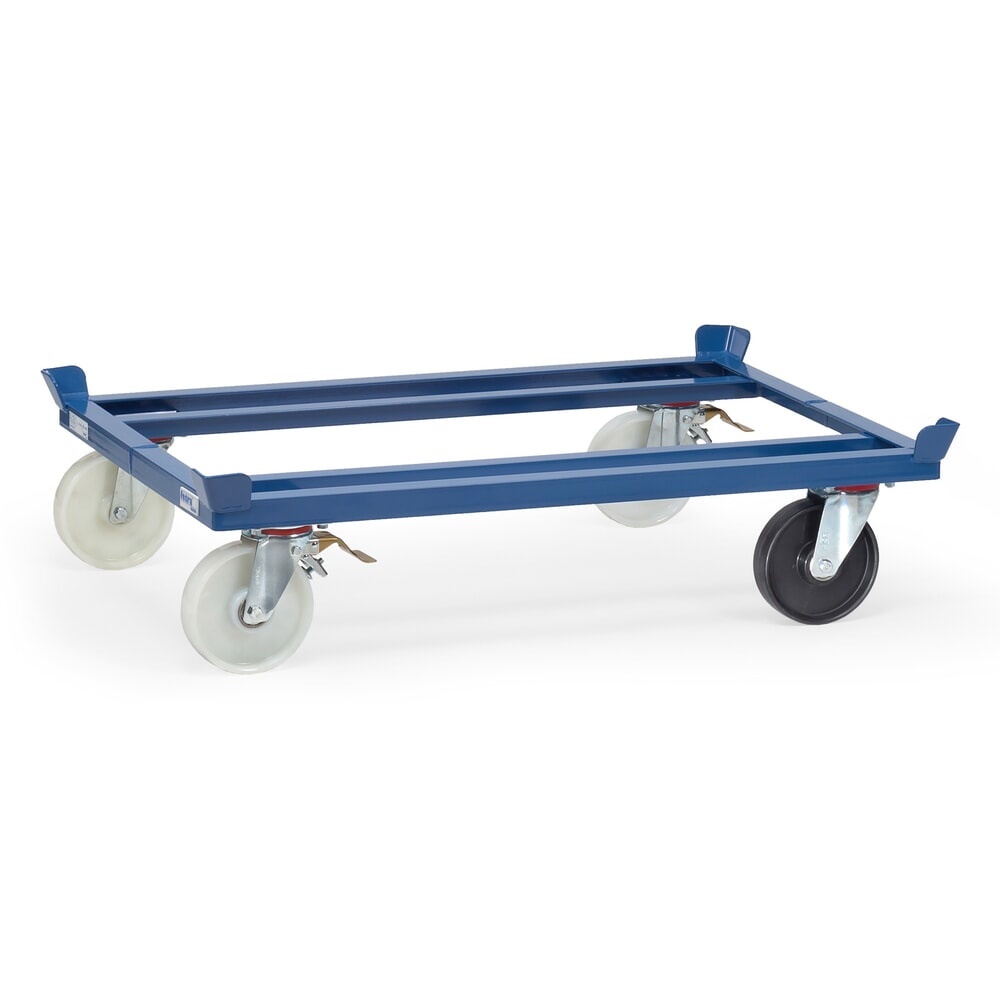 Illustration du produit: fetra® Rouleur de palettes, roues en polyamide, 1 conducteur d’électricité, capacité de charge 1 050 kg, 1 210 × 810 mm, bleu brillant