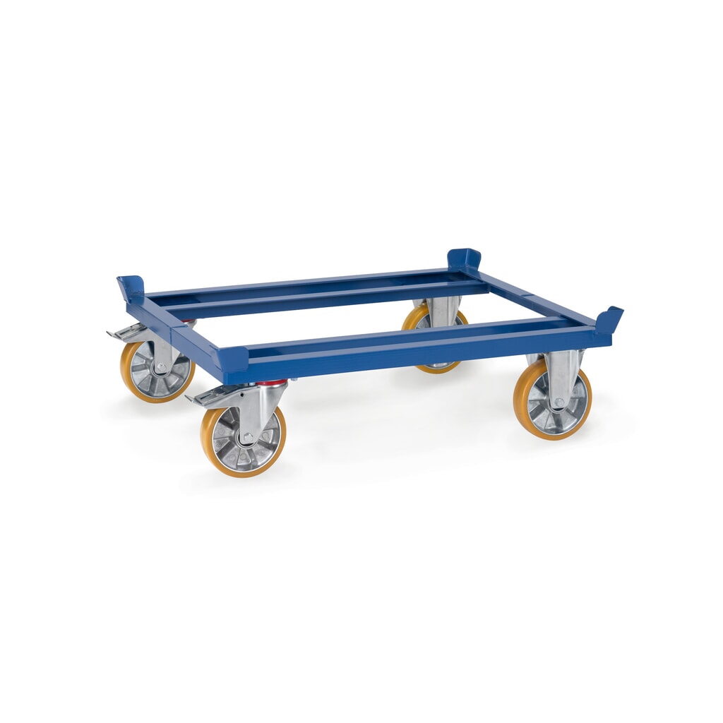 Châssis à palettes fetra®, roues en PU, capacité de charge 1 050 kg, 1 010 x 810 mm, bleu brillant Illustration du produit: Châssis à palettes fetra®, roues en PU, capacité de charge 1 050 kg, 1 010 x 810 mm, bleu brillant