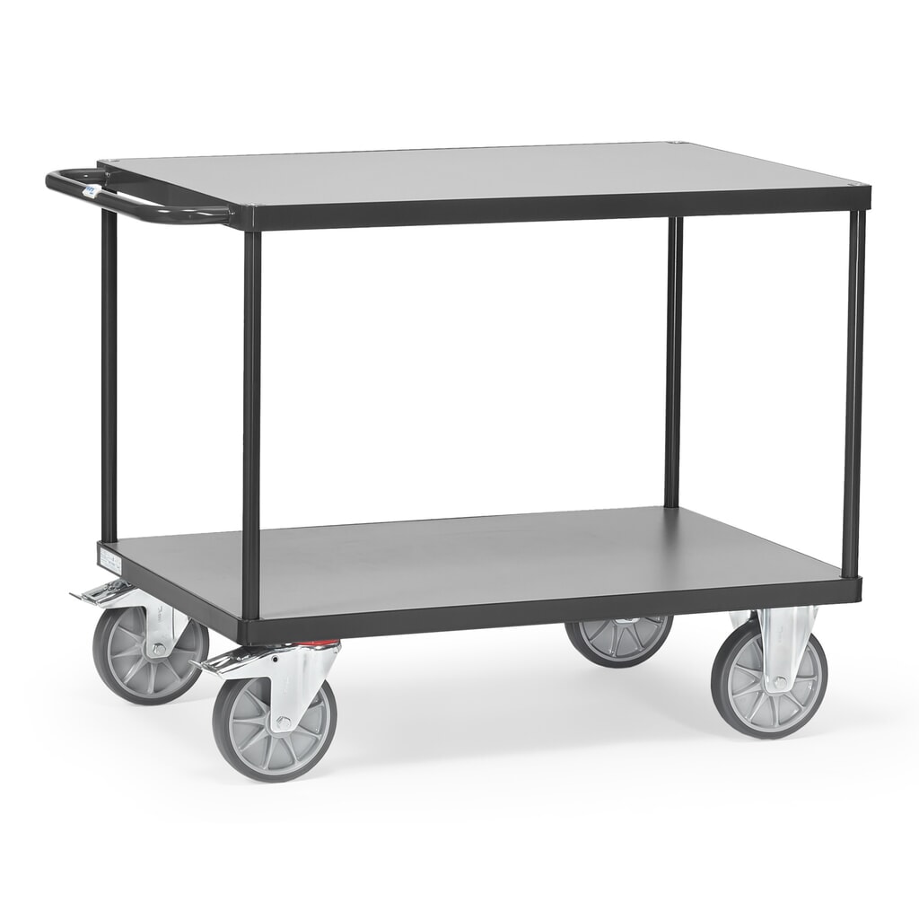 fetra® Servante et chariot de montage, version lourde, 2 plateaux de 500 x 850 mm, gris anthracite Illustration du produit: fetra® Servante et chariot de montage, version lourde, 2 plateaux de 500 x 850 mm, gris anthracite