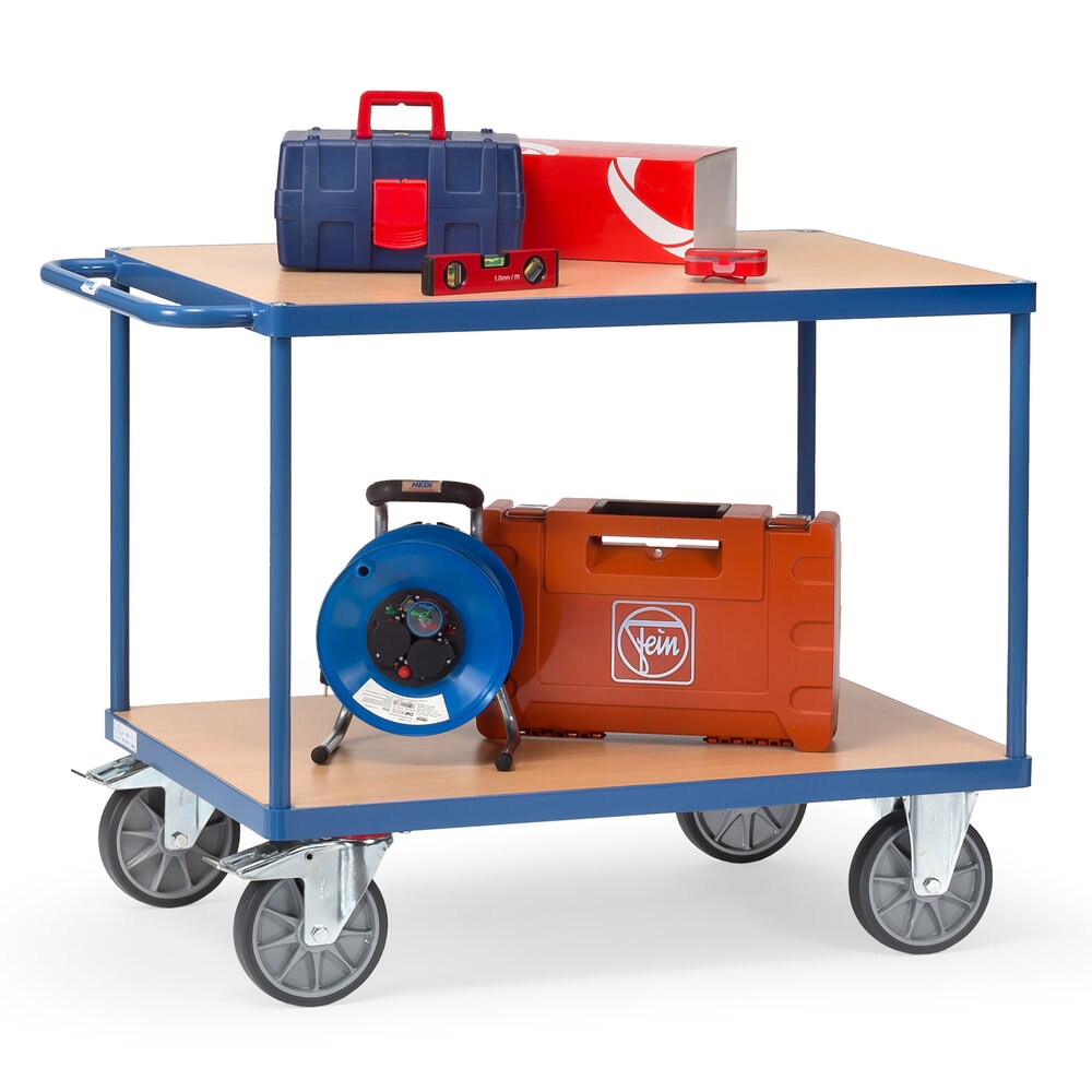 N° de l'image du produit 3 : fetra® Servante et chariot de montage lourd, 2 plateaux de 700 x 1 000 mm