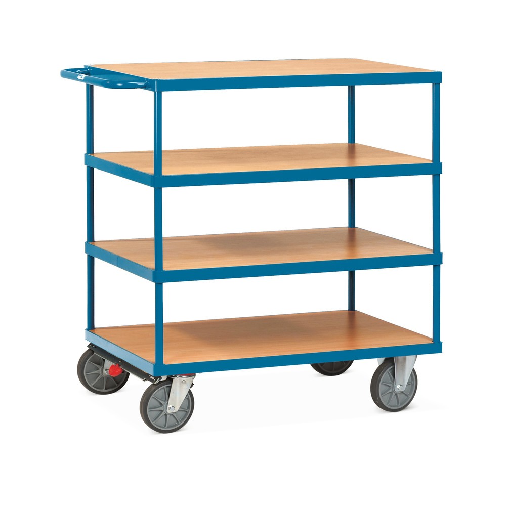 Illustration du produit: fetra® Servante et chariot de montage, version lourde, 4 plateaux à 800 x 1 200 mm, avec frein central