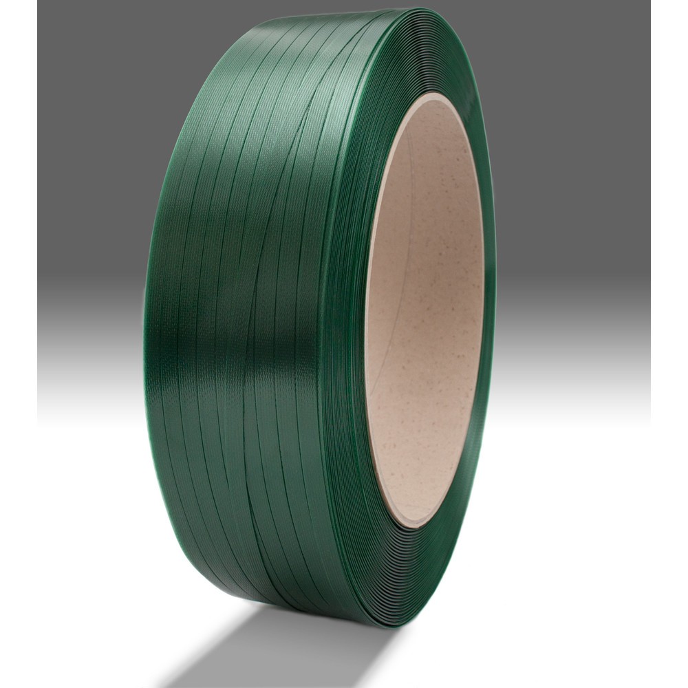 Illustration du produit: Feuillard de cerclage GreenWave en PET, motif gaufré, 15,5 mm x 1 750 m, noyau Ø 406 mm, épaisseur 0,70 mm, vert