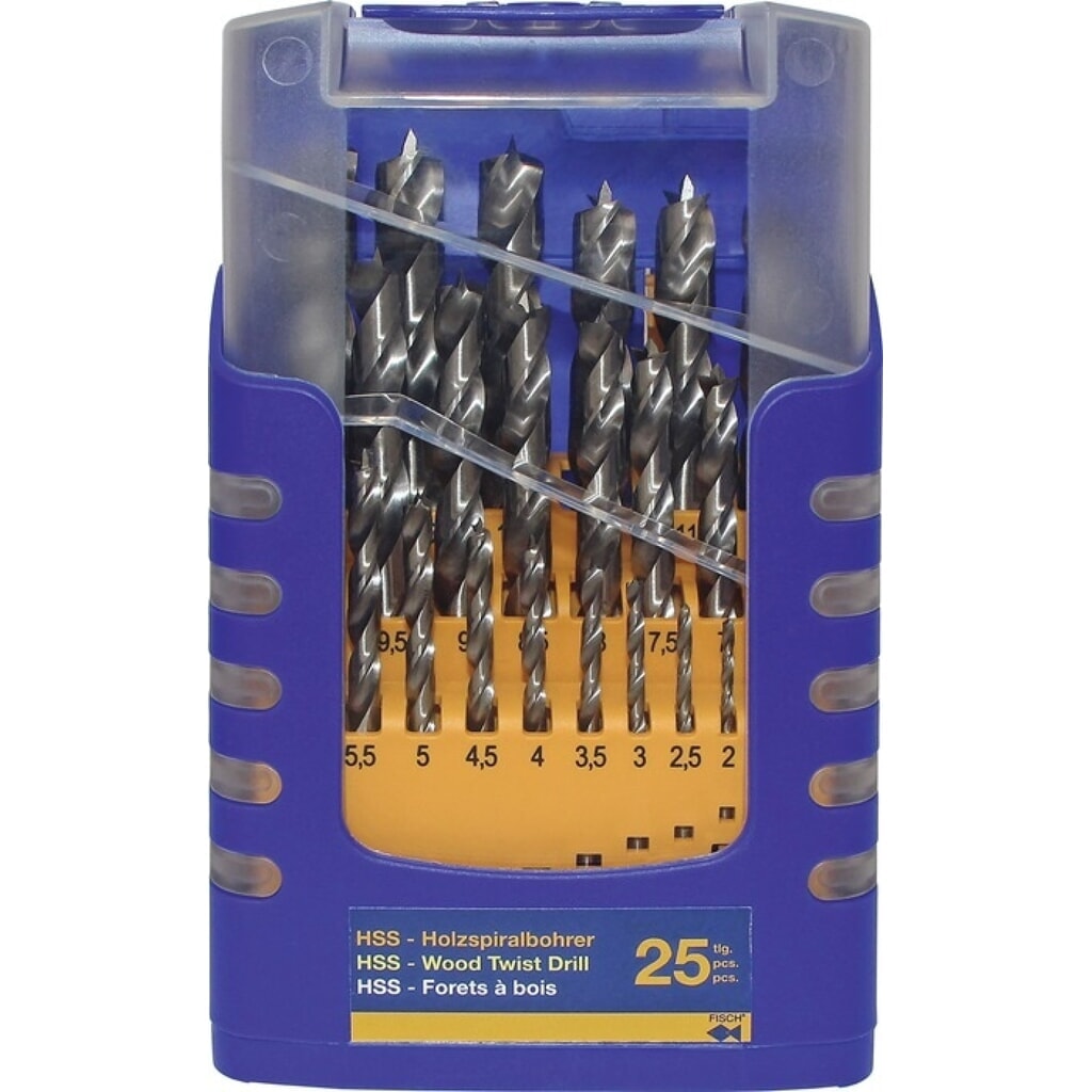 Illustration du produit: Jeu de forets bois 013G 25 pièces D. 1-13 mm par incréments de 0,5 mm HSS FISCH-