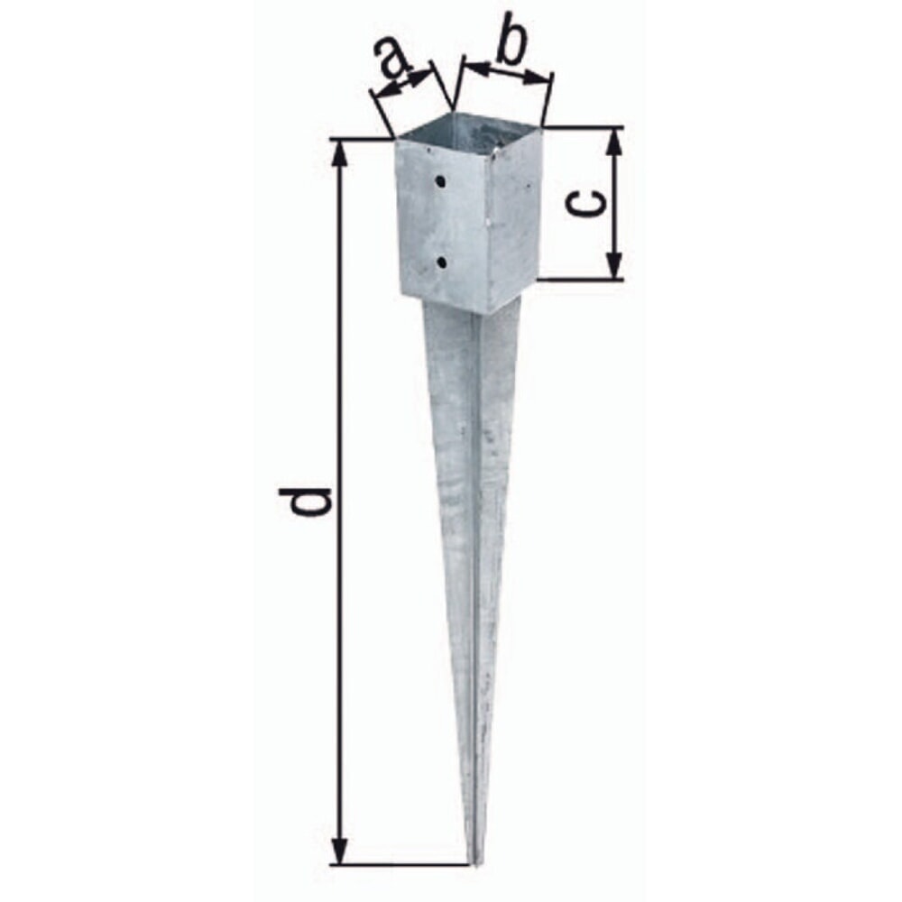Illustration du produit: GAH Einschlagbodenhülse, Stahl roh feuerverzinkt, a71xb71xc150xd750mm