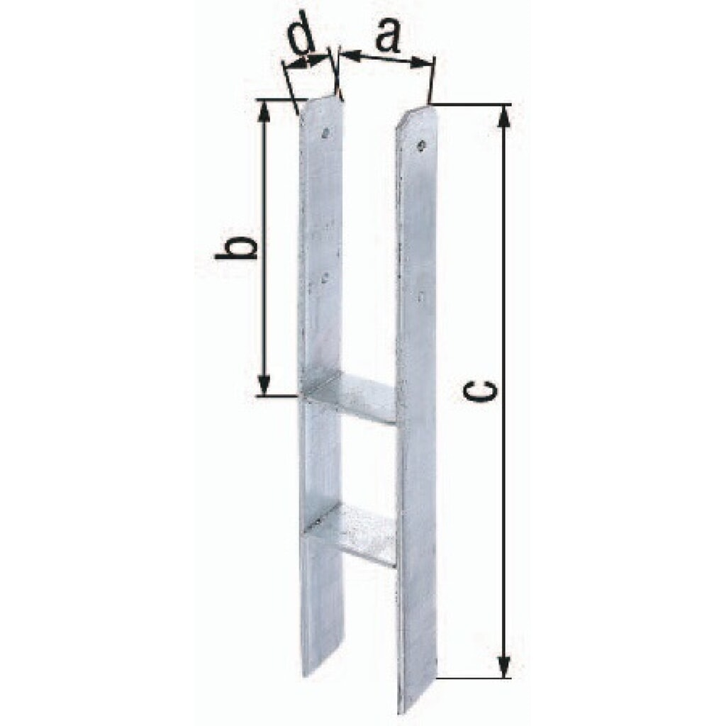 GAH H-Pfostenträger ETA-10/0210, Stahl roh feuerverzinkt, 71x300x600x60mm Illustration du produit: GAH H-Pfostenträger ETA-10/0210, Stahl roh feuerverzinkt, 71x300x600x60mm