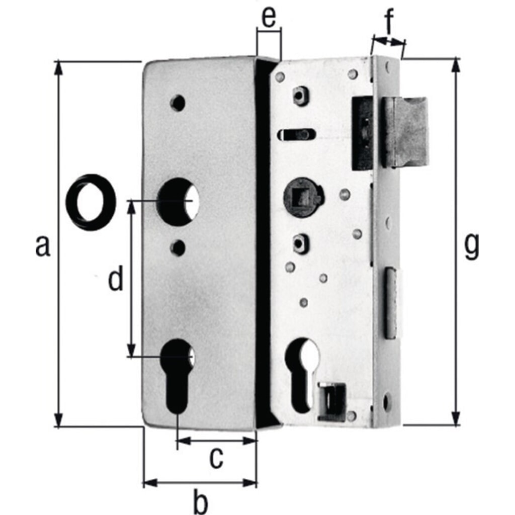 Illustration du produit: GAH Schlosskasten, Maß A170xB60xC40 mm Maß E 30 mm, DIN links / rechts, Dornmaß 40 mm